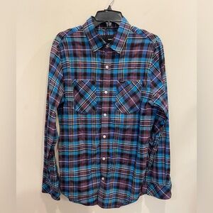 Hurley Long Sleeve Button Down Shirt Purple Turquoise